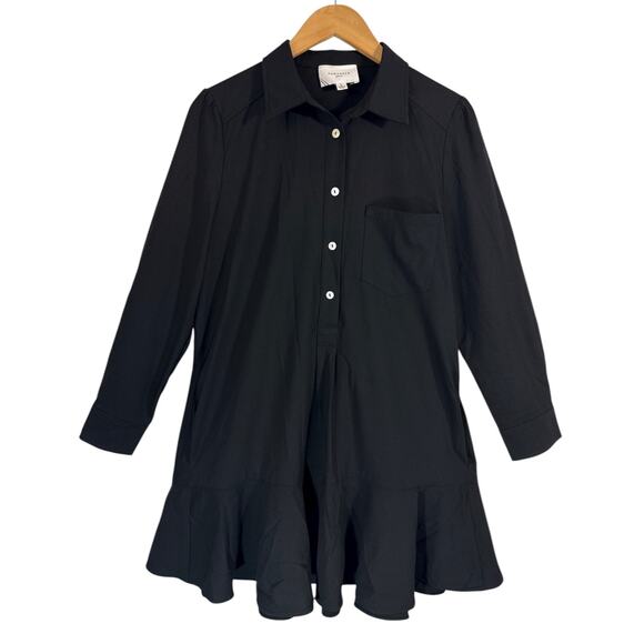 NWOT Pomander Place x Tuckernuck Black Crepe Callahan Shirt Dress Long Sleeve L - Picture 6 of 14